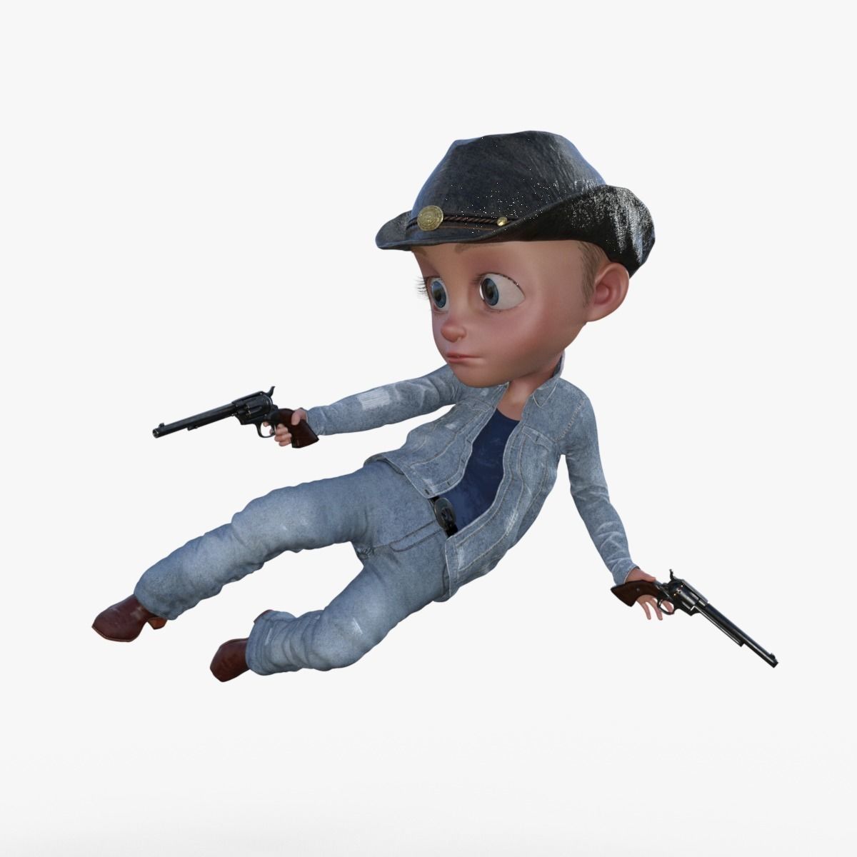 Cartoon Cowboy Rigged 3D model_1
