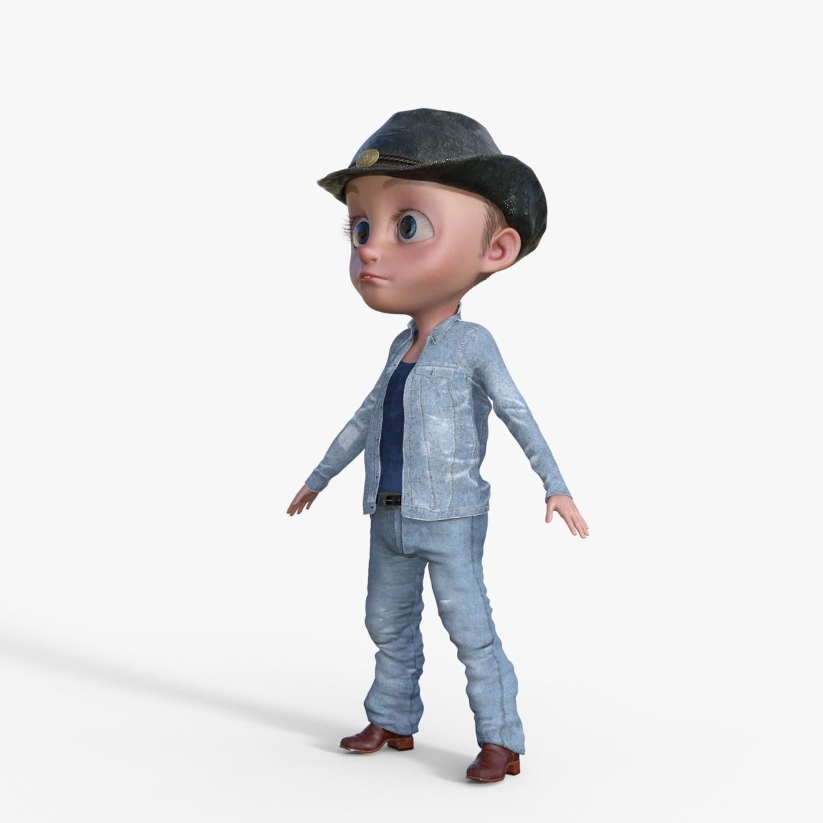 Cartoon Cowboy Rigged 3D model_11