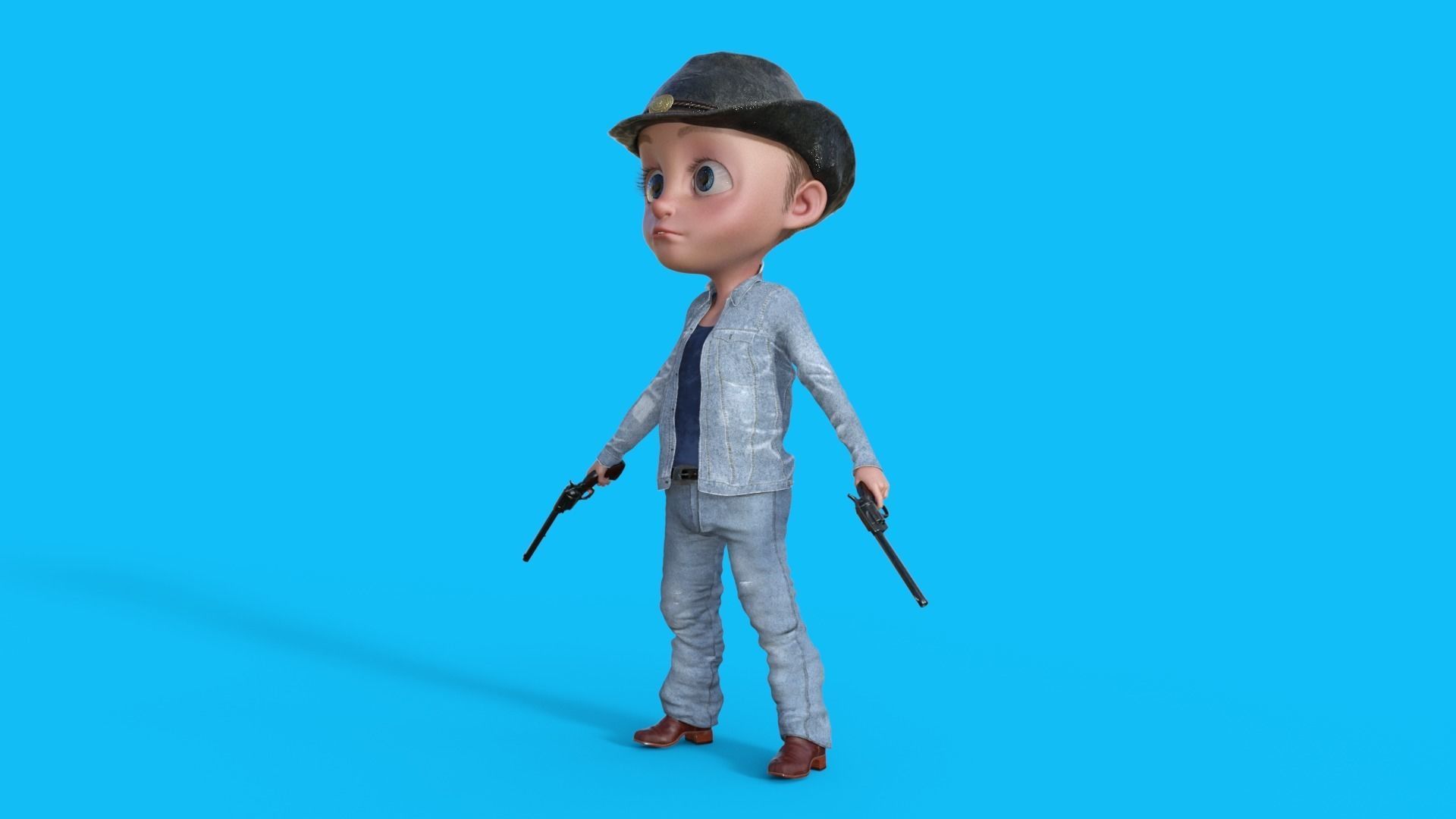 Cartoon Cowboy Rigged 3D model_27