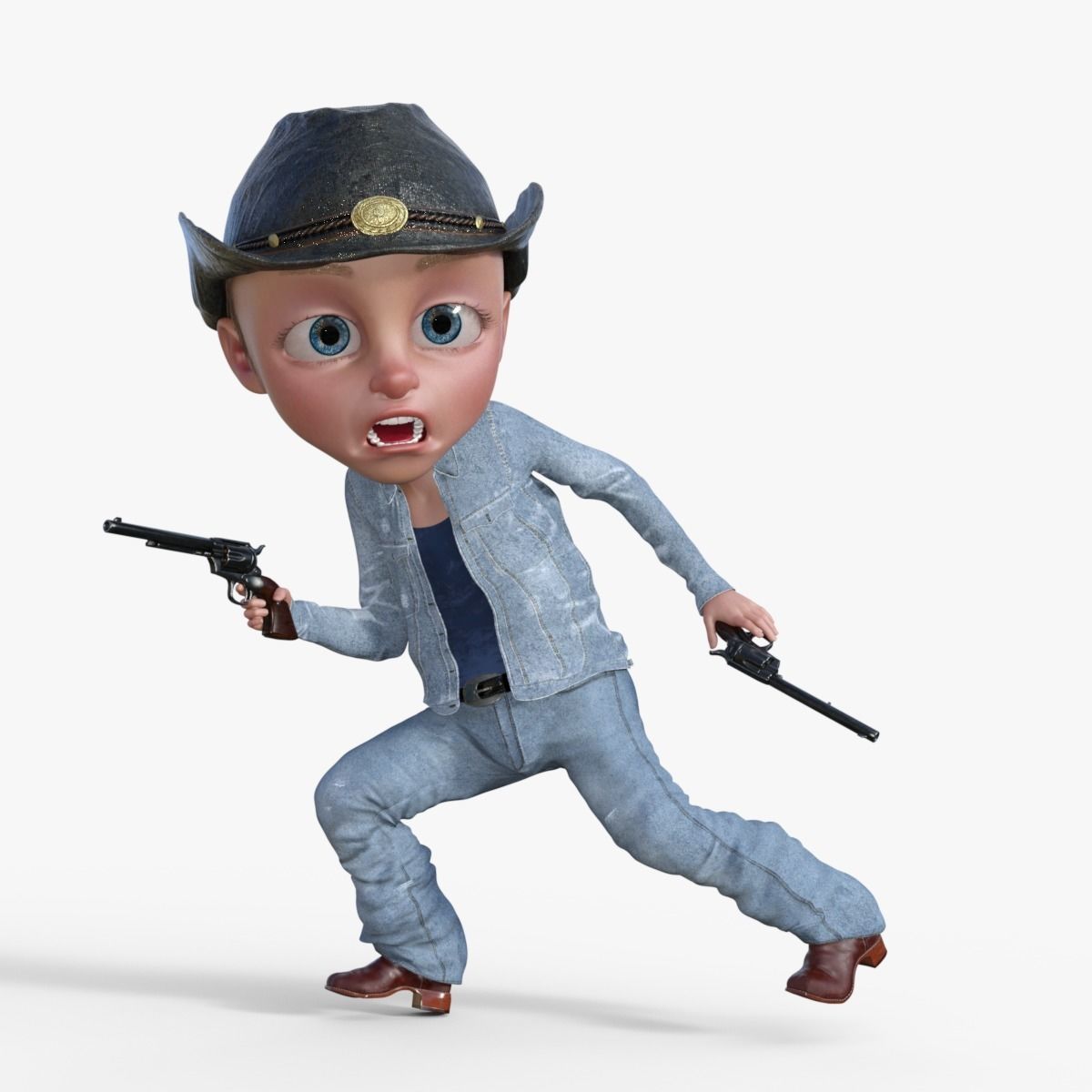 Cartoon Cowboy Rigged 3D model_9