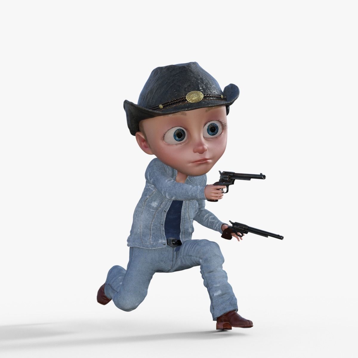 Cartoon Cowboy Rigged 3D model_2