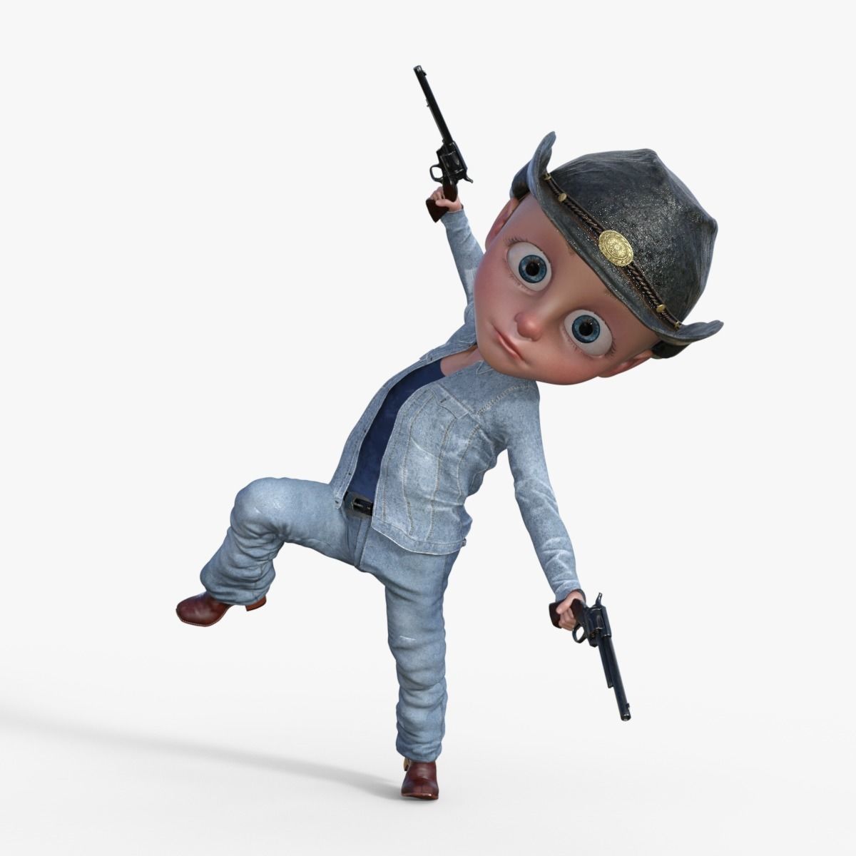 Cartoon Cowboy Rigged 3D model_3