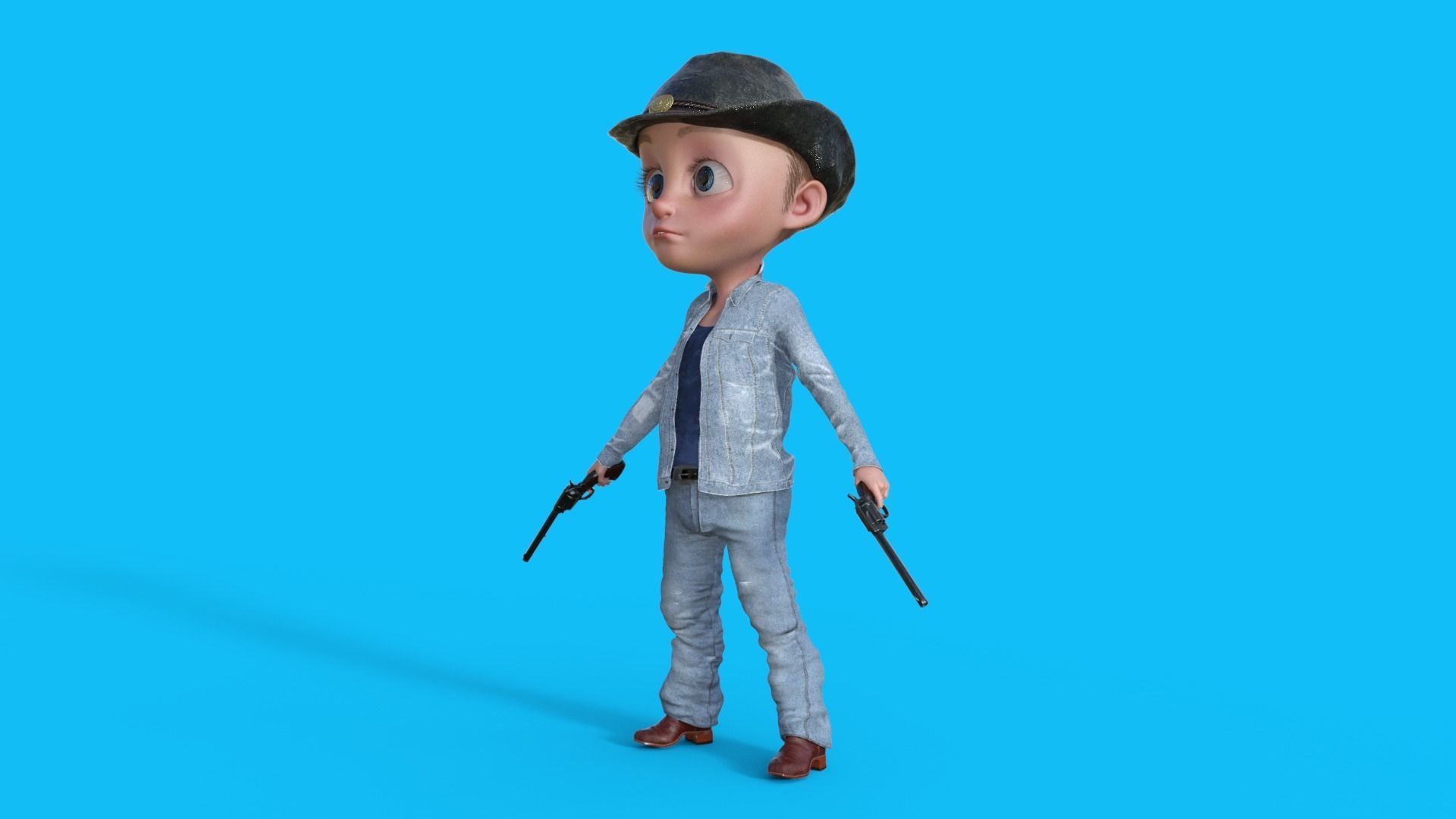Cartoon Cowboy Rigged 3D model_19