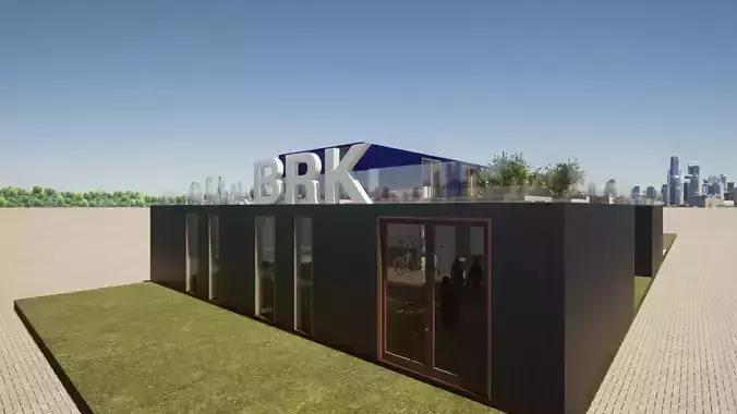Containter House with bike shop  3D model