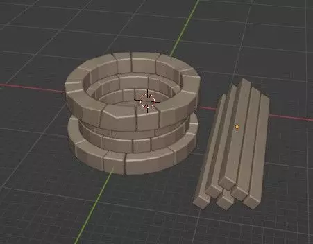 well stone and sticks 3D model_0