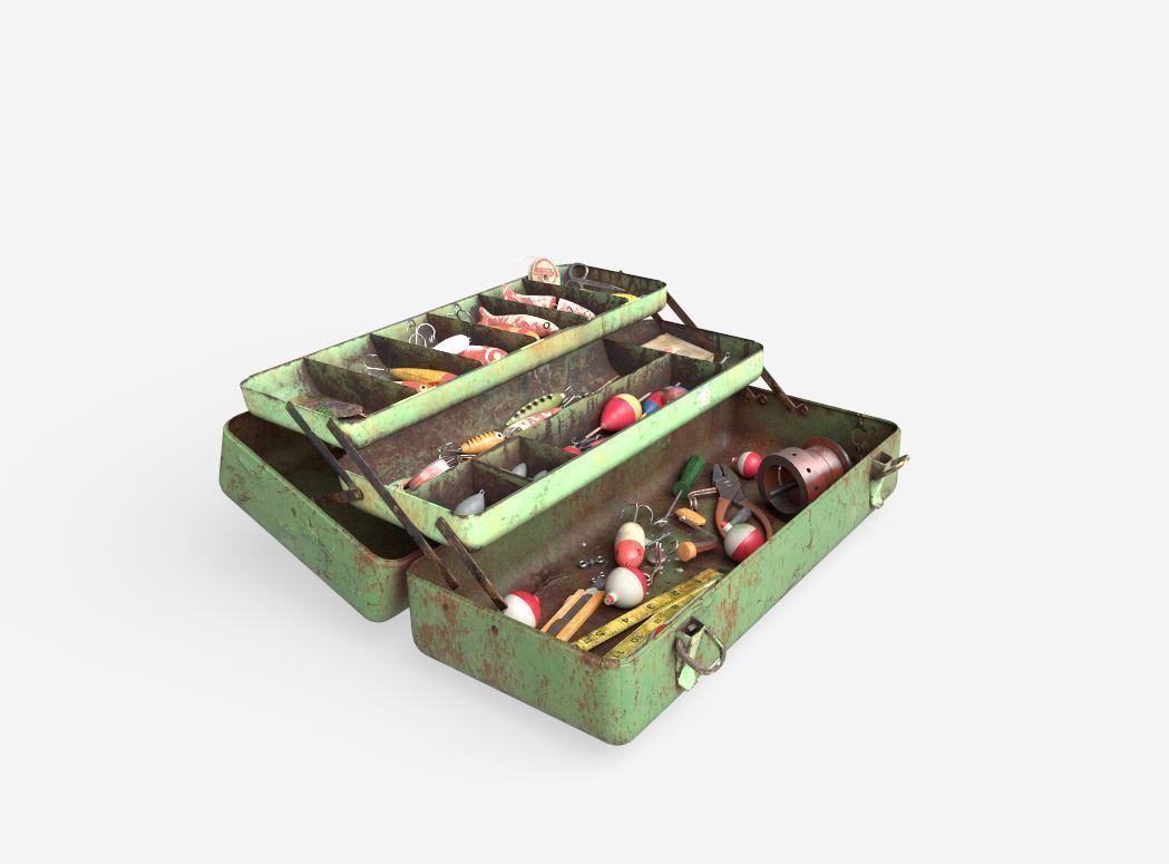 Old Fishing Tackle Box 3D model_4