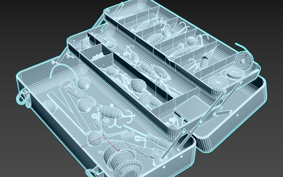 Old Fishing Tackle Box 3D model_11