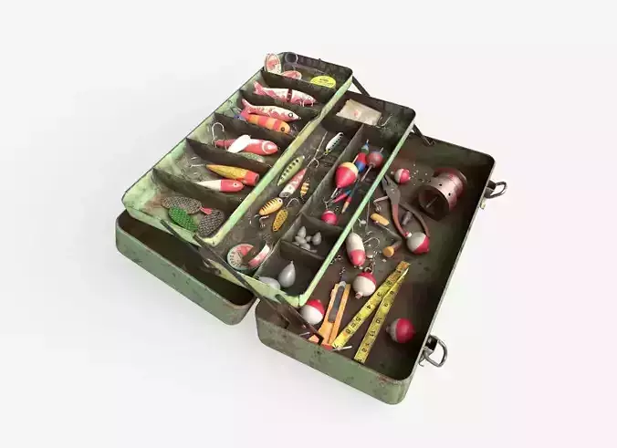 Old Fishing Tackle Box 3D model
