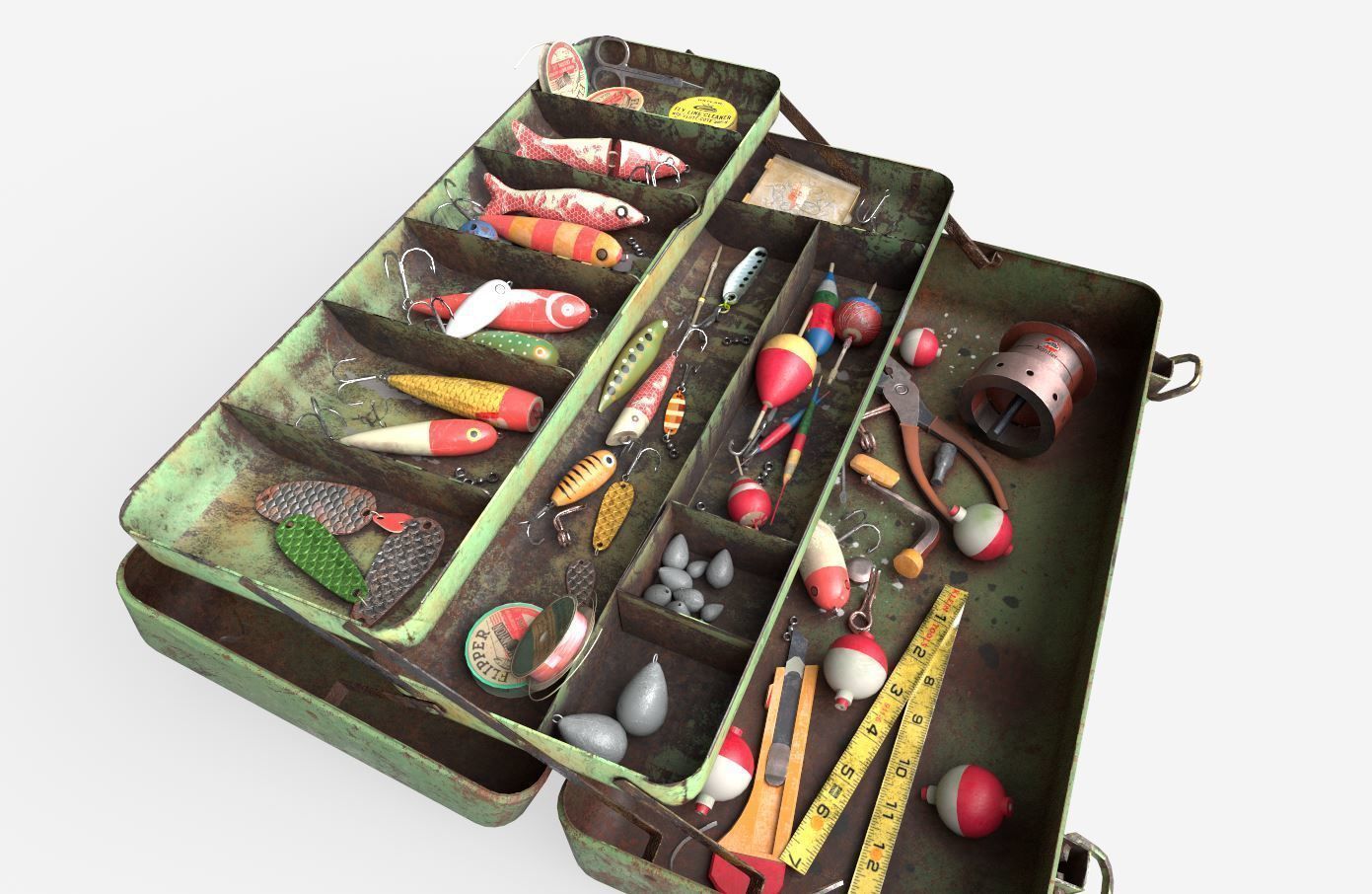 Old Fishing Tackle Box 3D model_7