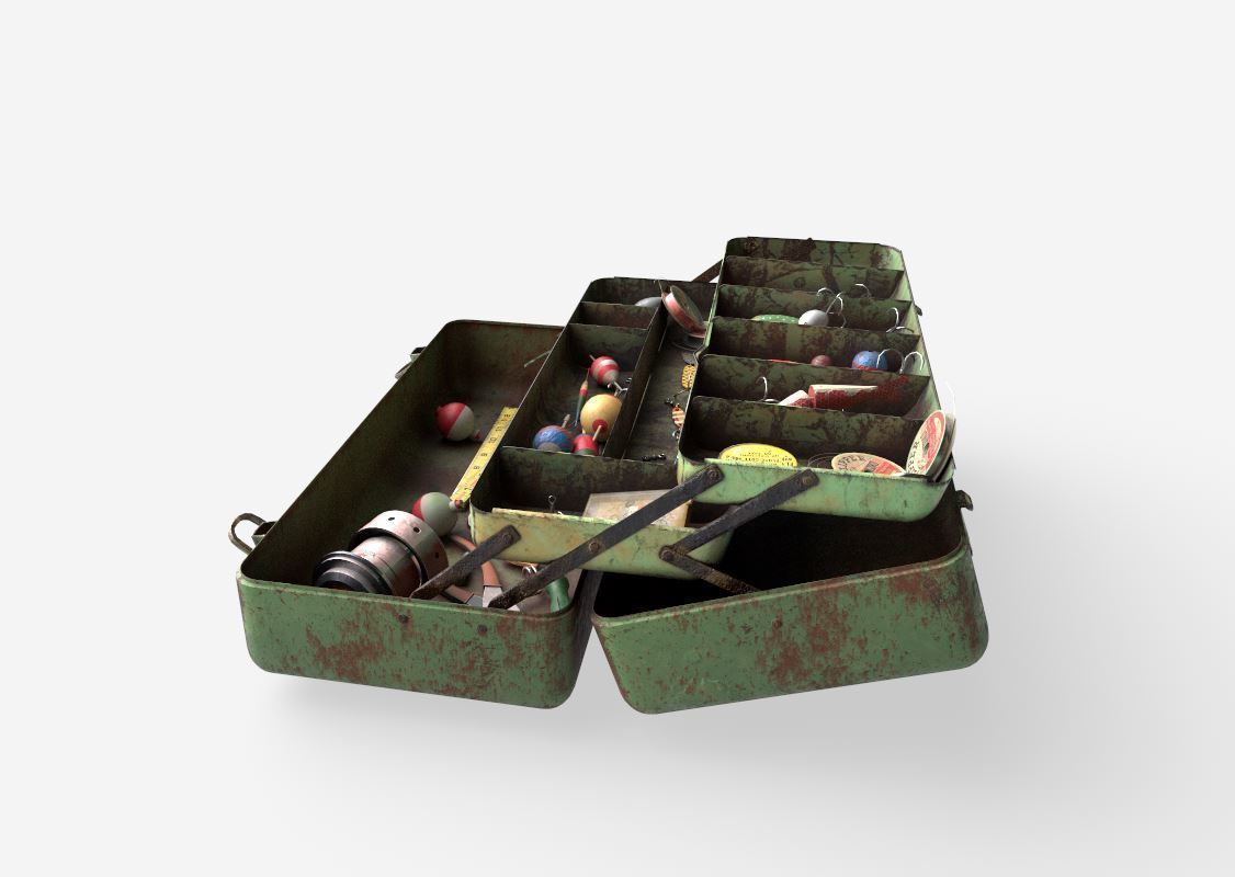 Old Fishing Tackle Box 3D model_5