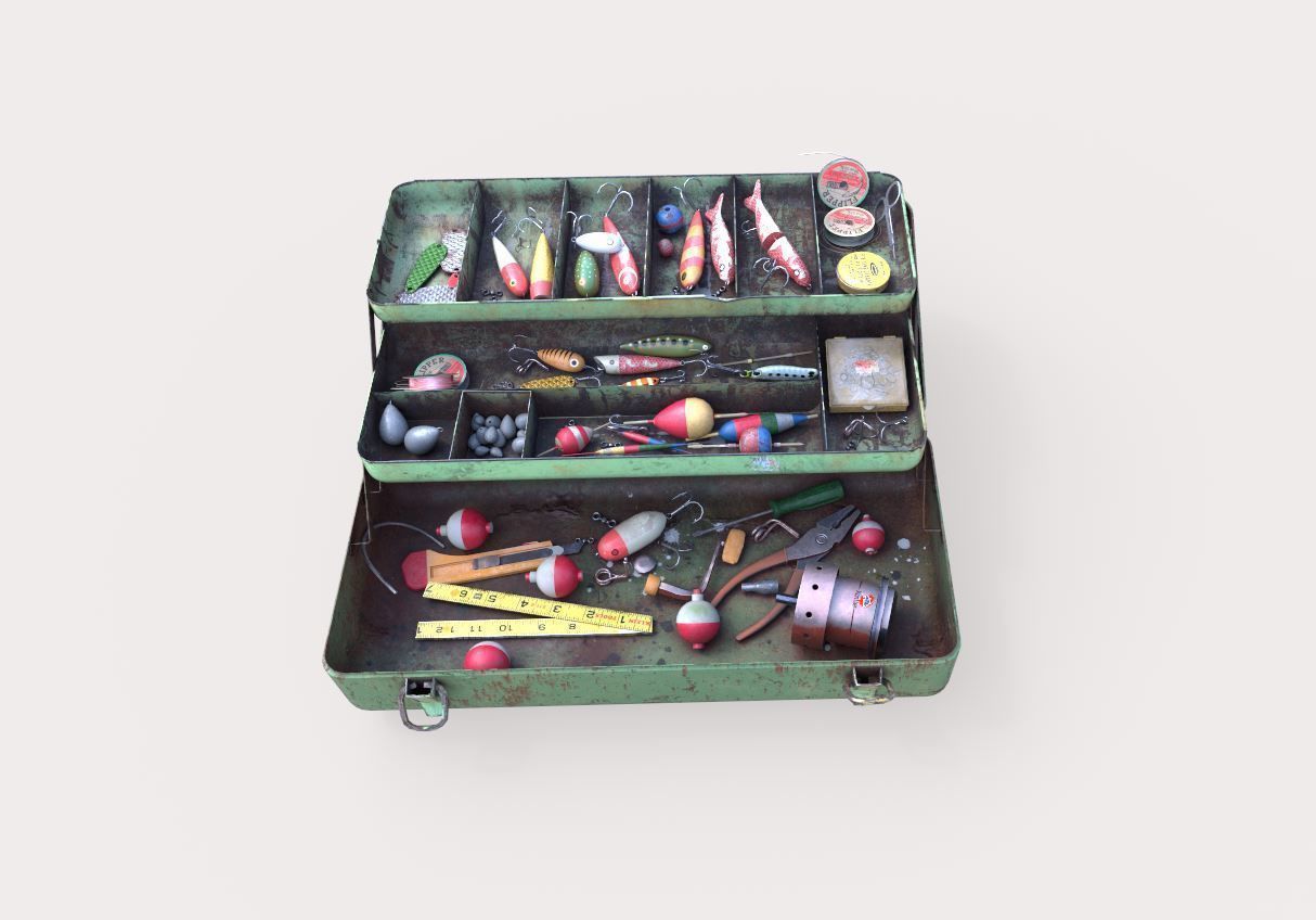 Old Fishing Tackle Box 3D model_3