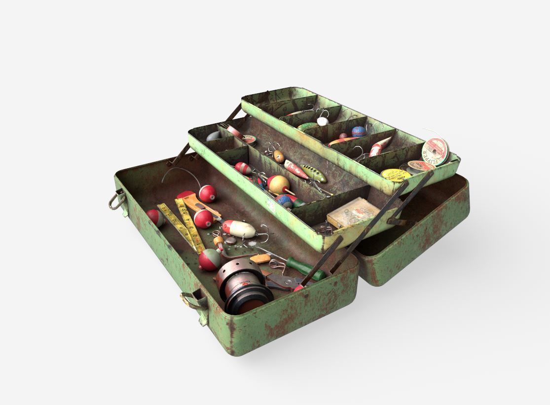 Old Fishing Tackle Box 3D model_2