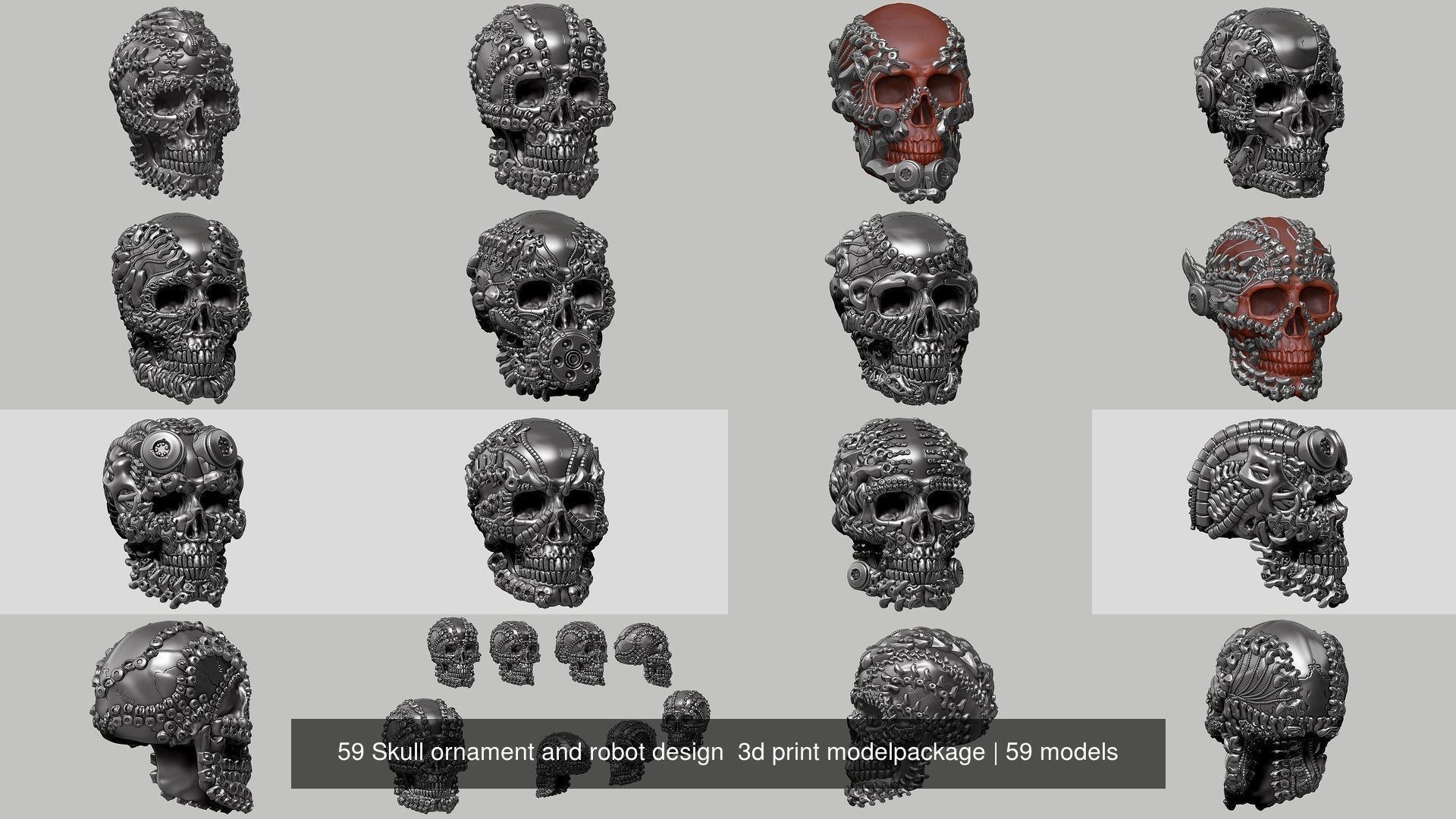 59 Skull ornament and robot design  3d print modelpackage 3D Model Collection_20