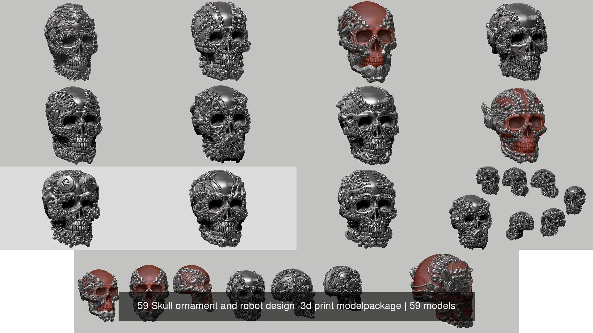 59 Skull ornament and robot design  3d print modelpackage 3D Model Collection_17