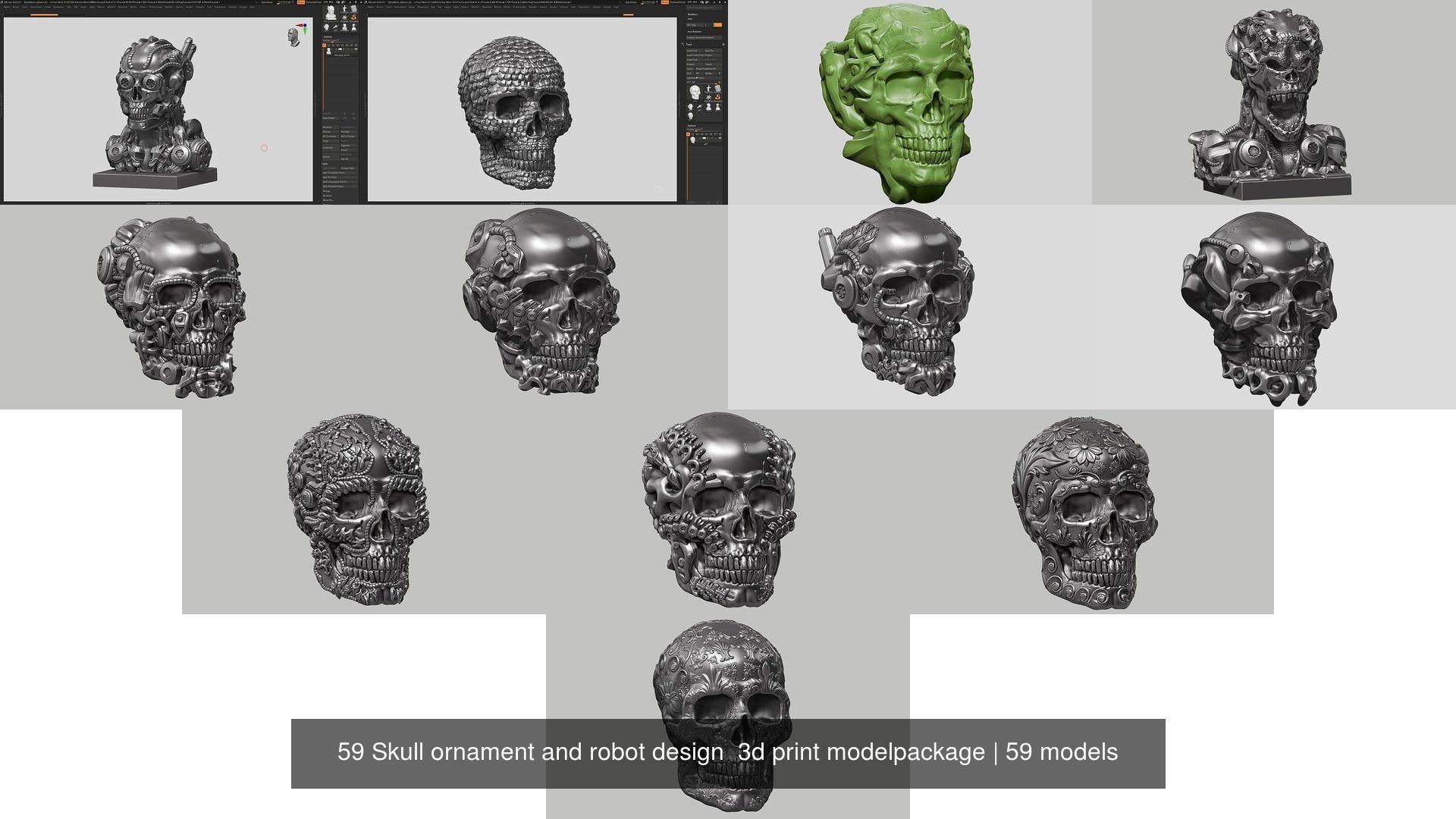 59 Skull ornament and robot design  3d print modelpackage 3D Model Collection_10