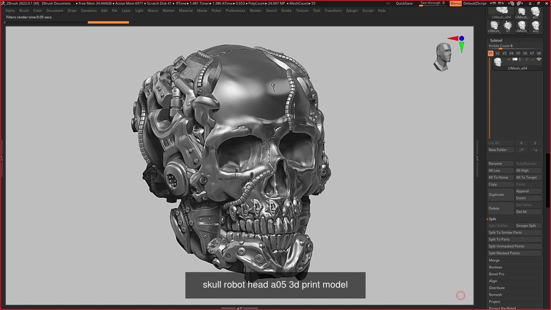 59 Skull ornament and robot design  3d print modelpackage 3D Model Collection_35