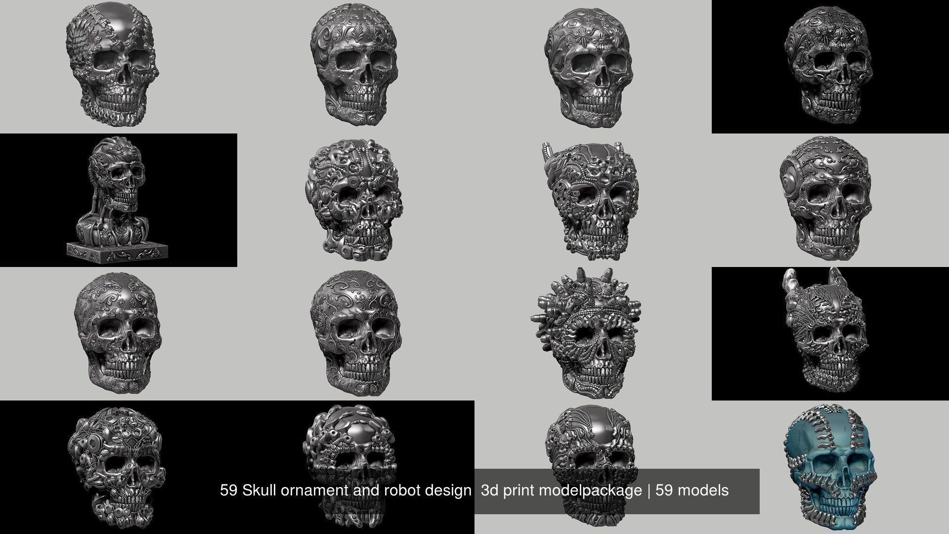 59 Skull ornament and robot design  3d print modelpackage 3D Model Collection_13