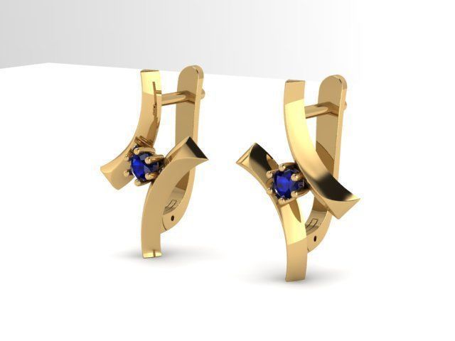 Earrings Sapphire 3D print model_1