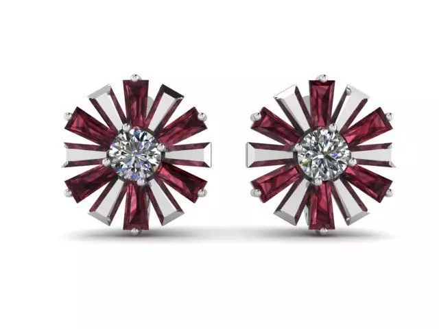 Earrings Garnet Diamond 3D print model_0