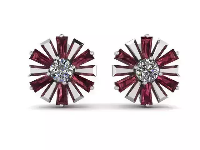 Earrings Garnet Diamond 3D print model