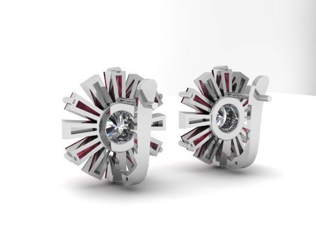 Earrings Garnet Diamond 3D print model_2