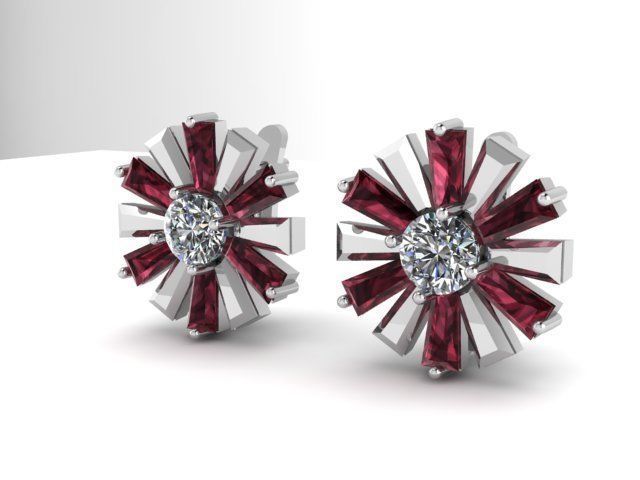 Earrings Garnet Diamond 3D print model_1