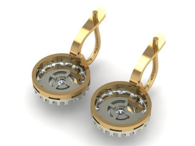 Earrings Emerald Diamond 3D print model_6
