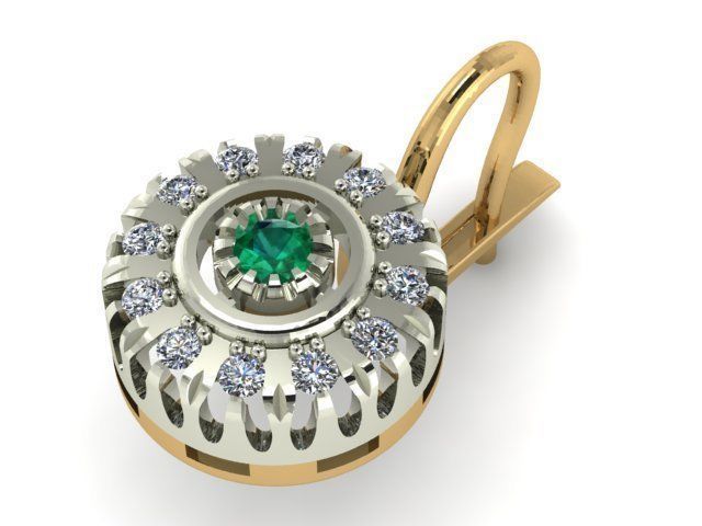 Earrings Emerald Diamond 3D print model_2