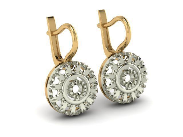 Earrings Emerald Diamond 3D print model_7