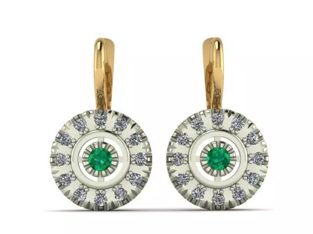 Earrings Emerald Diamond 3D print model_0