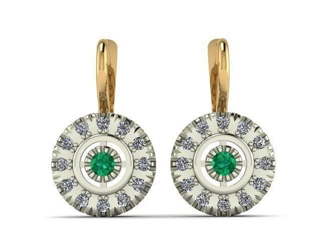 Earrings Emerald Diamond 3D print model