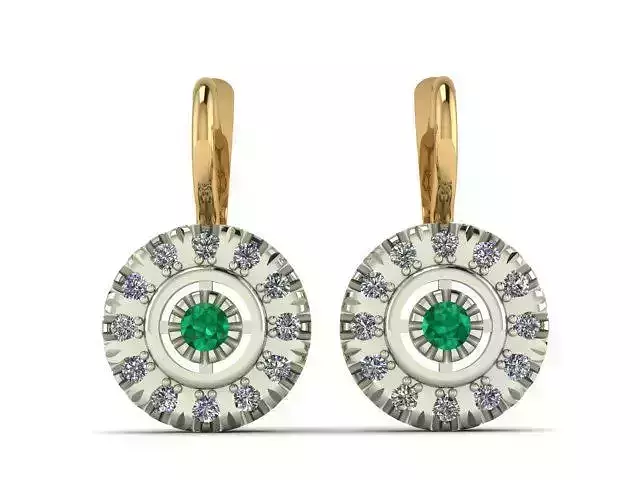 Earrings Emerald Diamond 3D print model