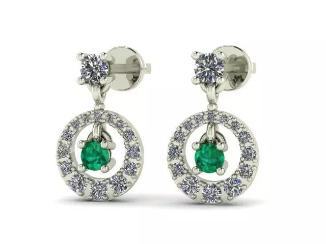 Earrings Emerald Diamond  3D print model_0