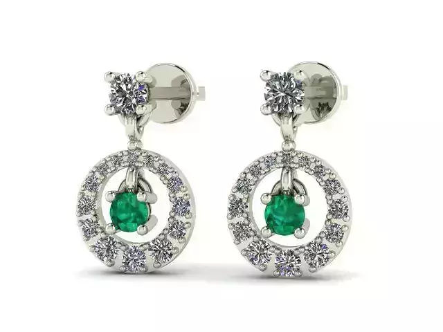 Earrings Emerald Diamond  3D print model