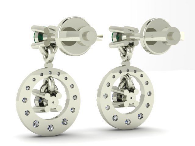 Earrings Emerald Diamond  3D print model_2