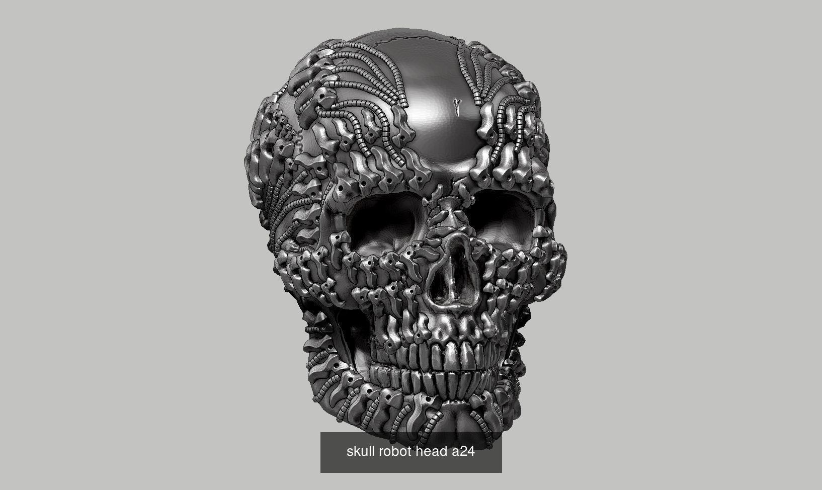 10 skull robot head and ornament skull 3d print model 3D Model Collection_7