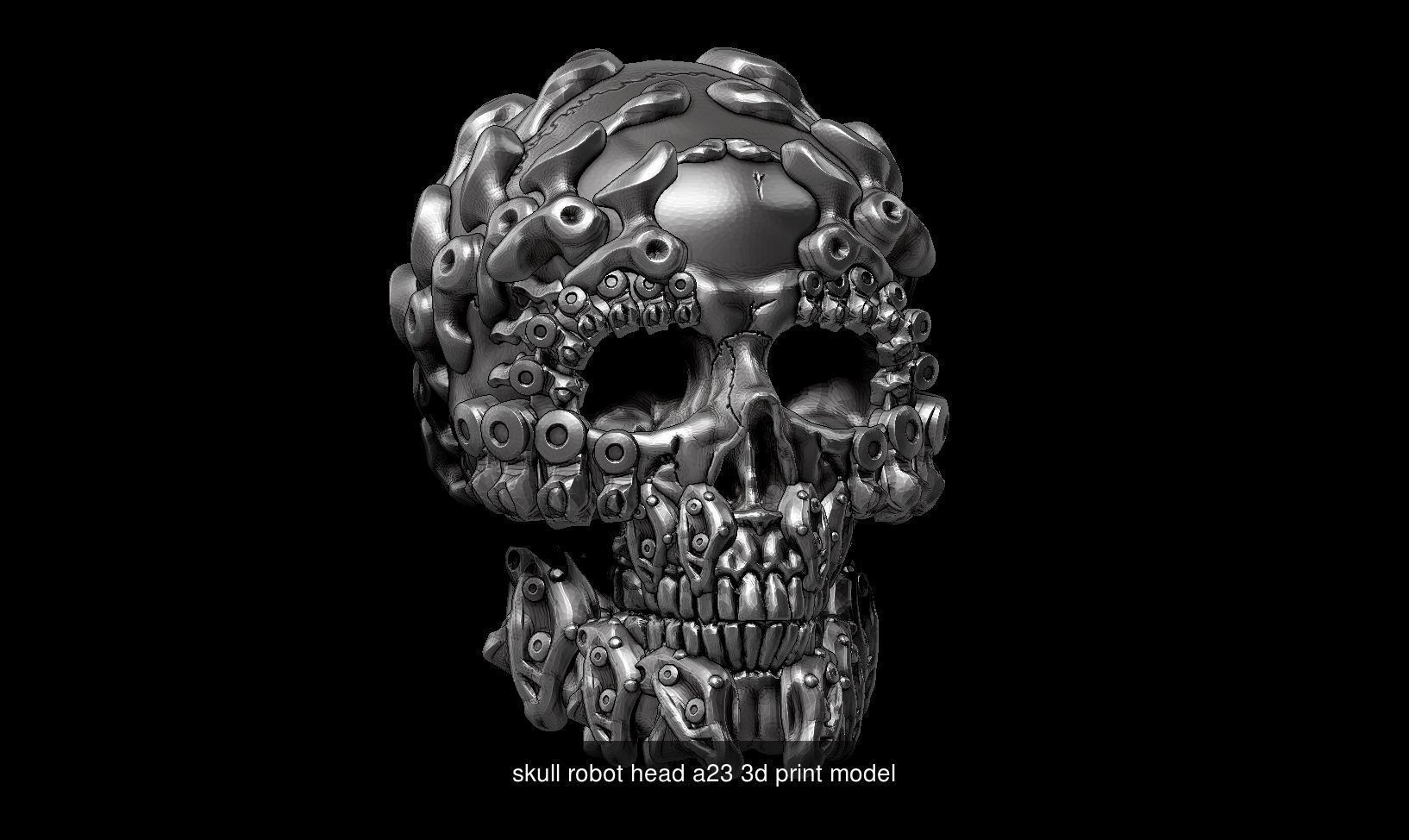 10 skull robot head and ornament skull 3d print model 3D Model Collection_6