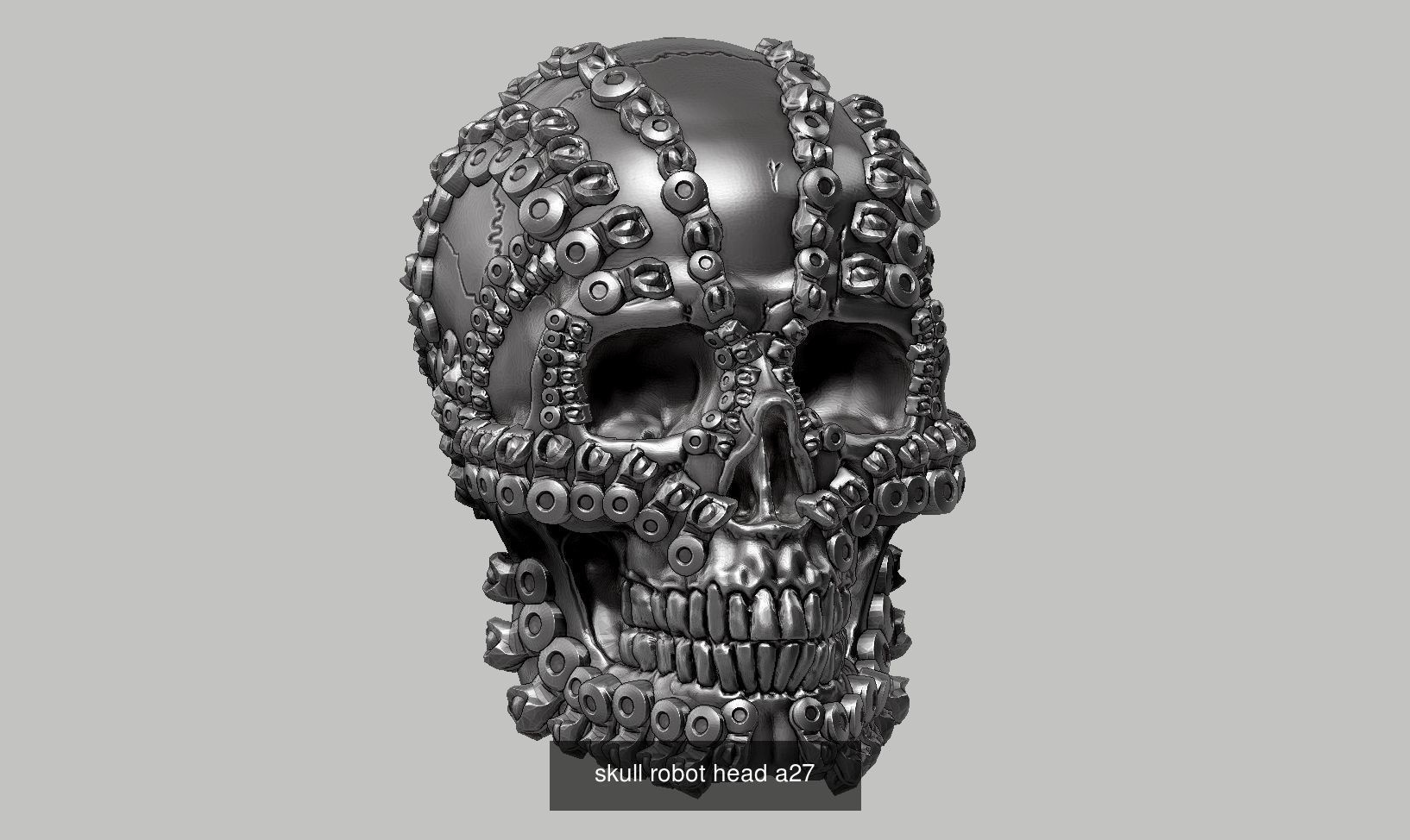 10 skull robot head and ornament skull 3d print model 3D Model Collection_9
