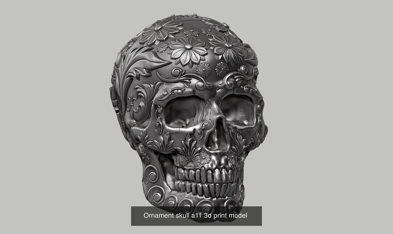 10 skull robot head and ornament skull 3d print model  3D Model Collection_8