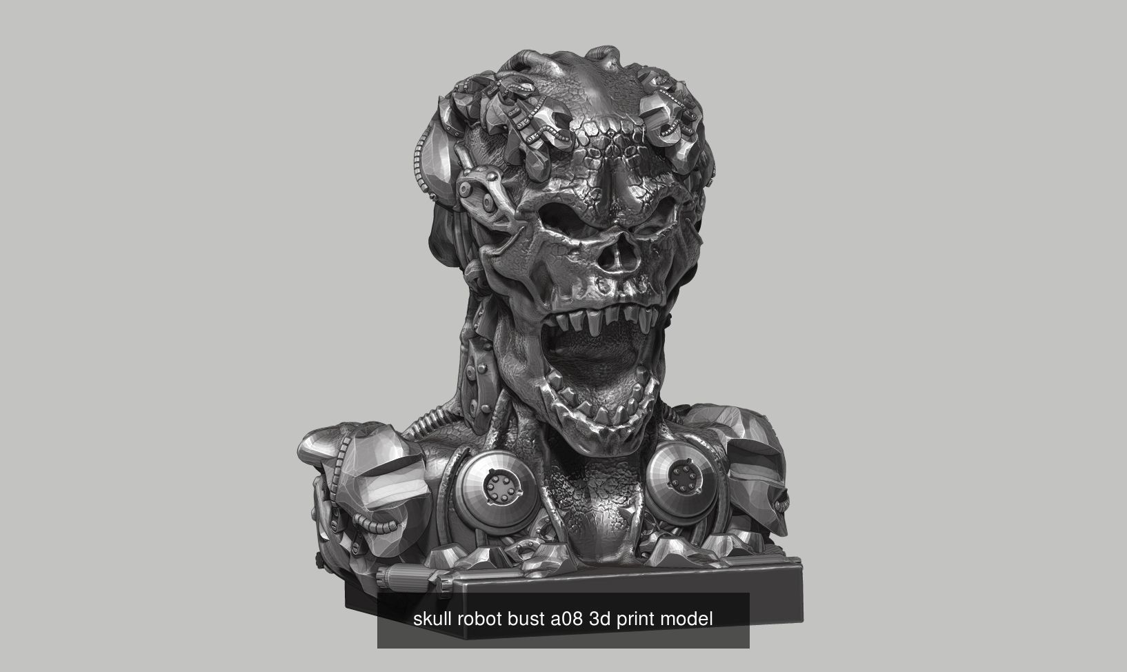 10 skull robot head and ornament skull 3d print model  3D Model Collection_2
