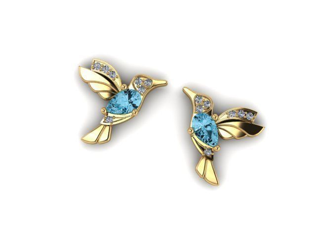 Earrings Bird 3D print model_1