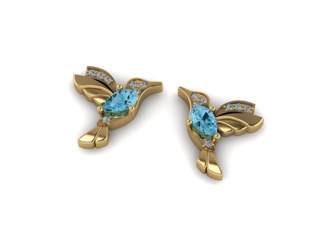 Earrings Bird 3D print model_2