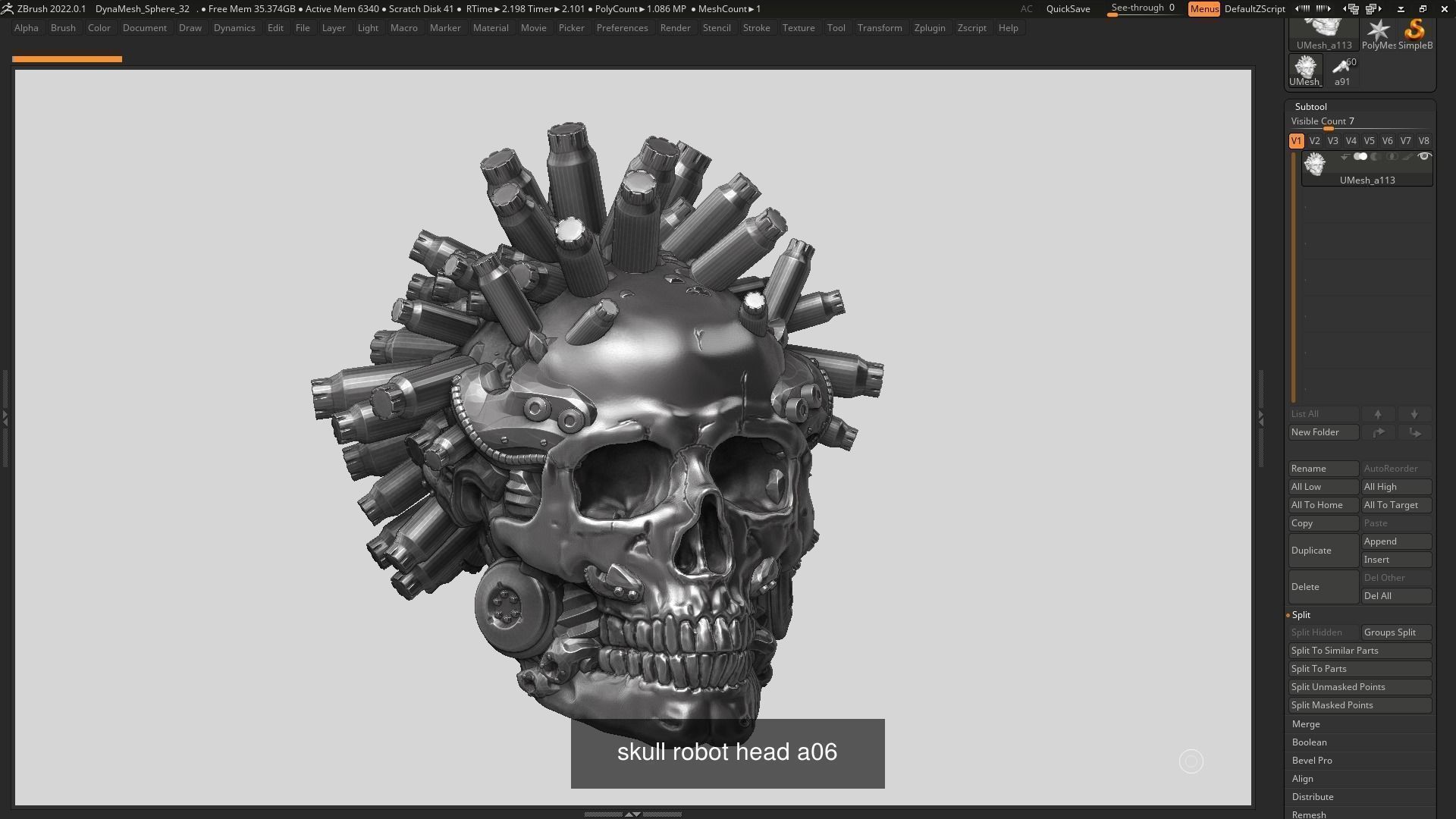 10 skull robot head and ornament skull 3d print model 3D Model Collection_14
