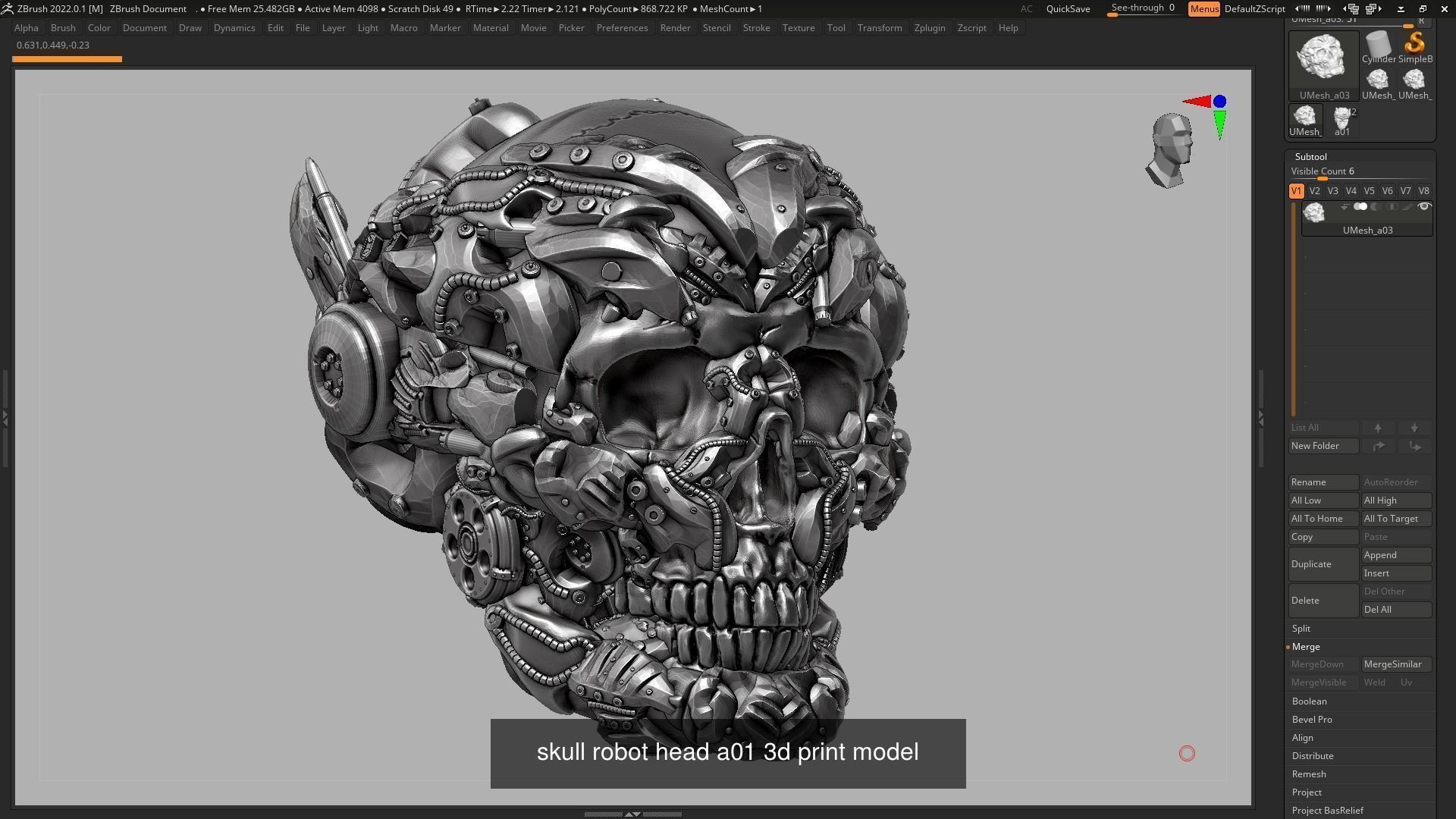 10 skull robot head and ornament skull 3d print model 3D Model Collection_8