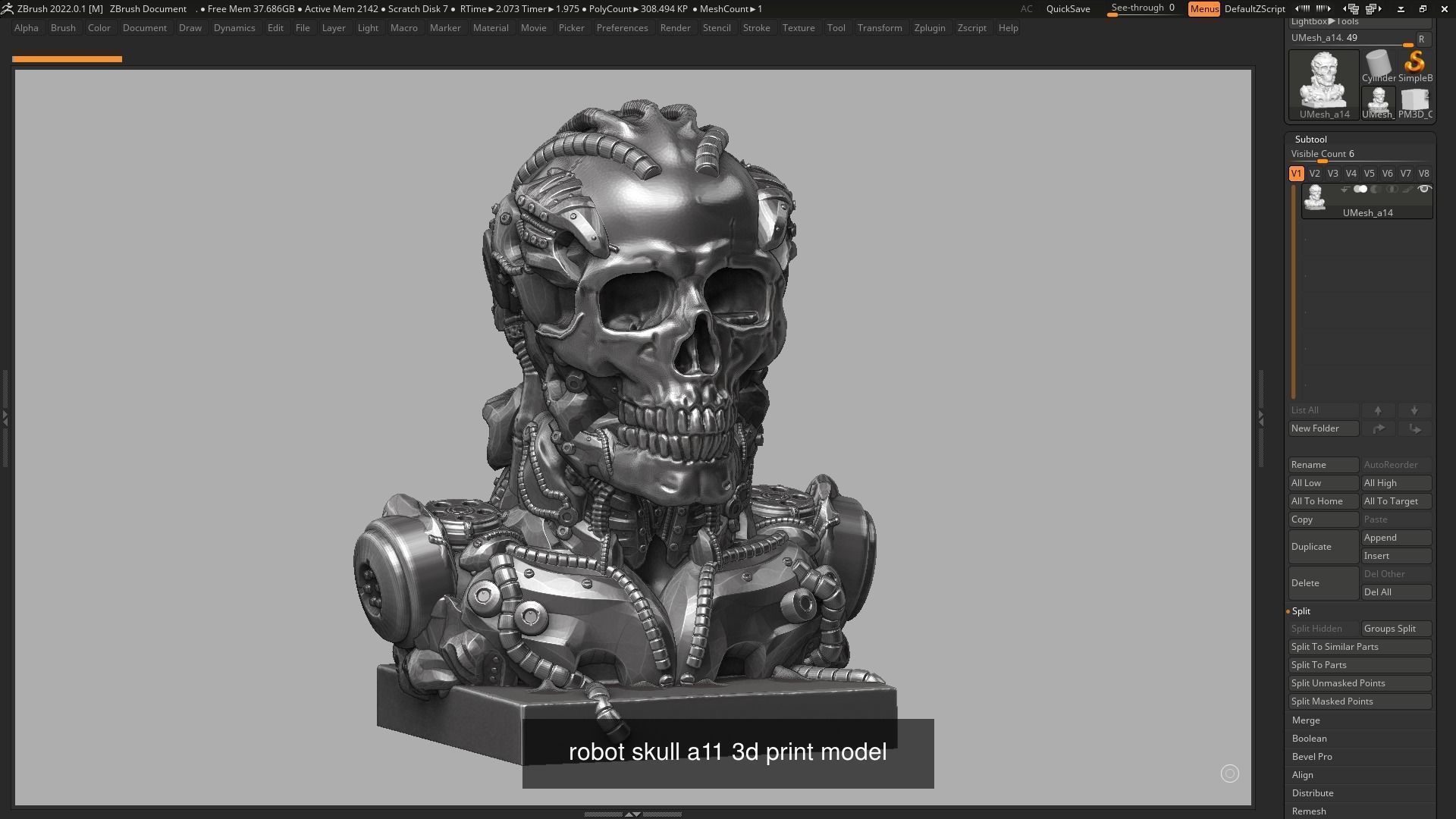 10 skull robot head and ornament skull 3d print model 3D Model Collection_9