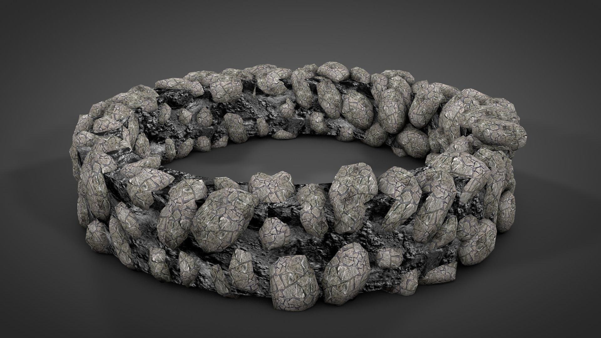 Stone Walls Low-poly 3D model_9