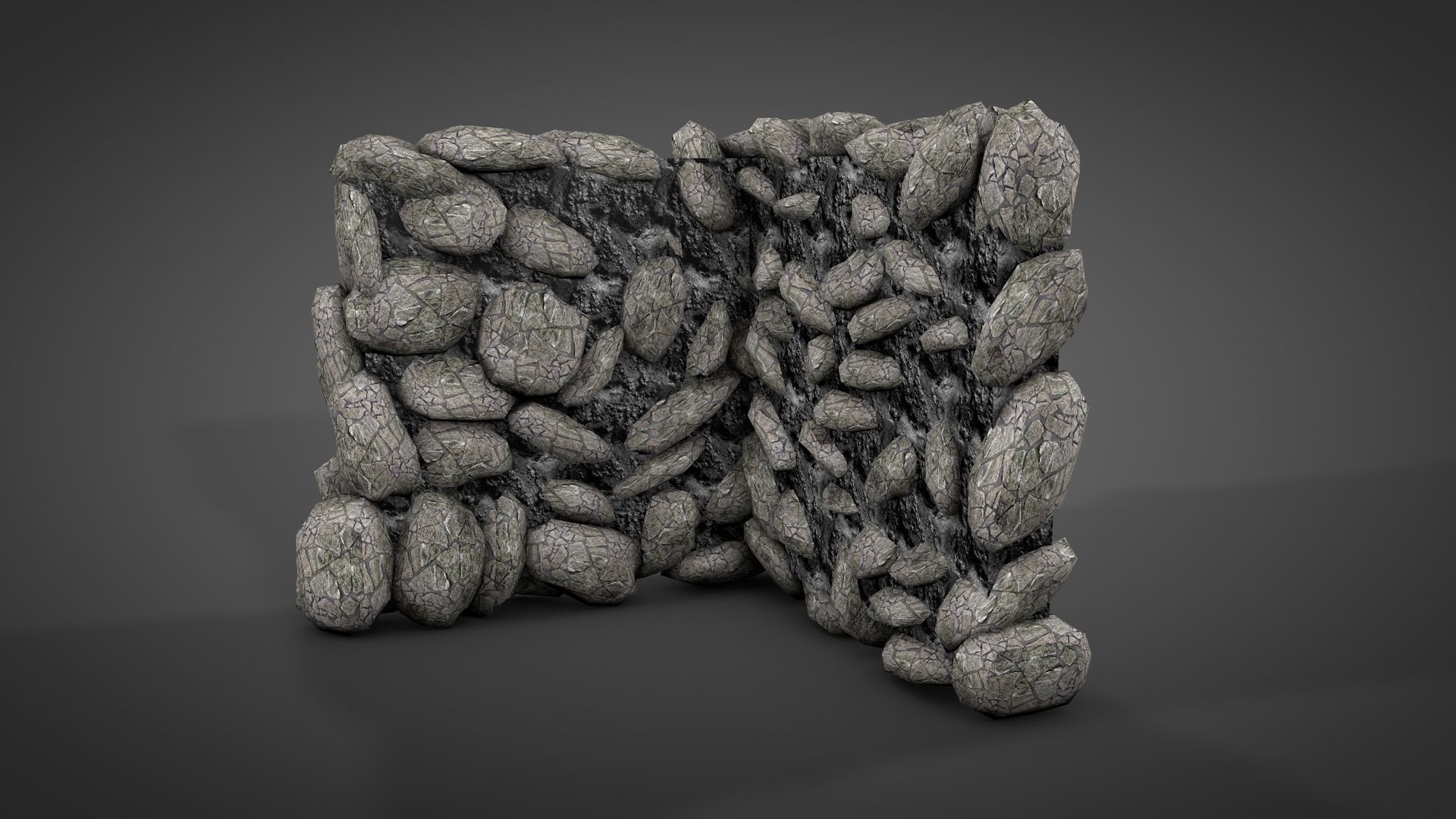 Stone Walls Low-poly 3D model_5