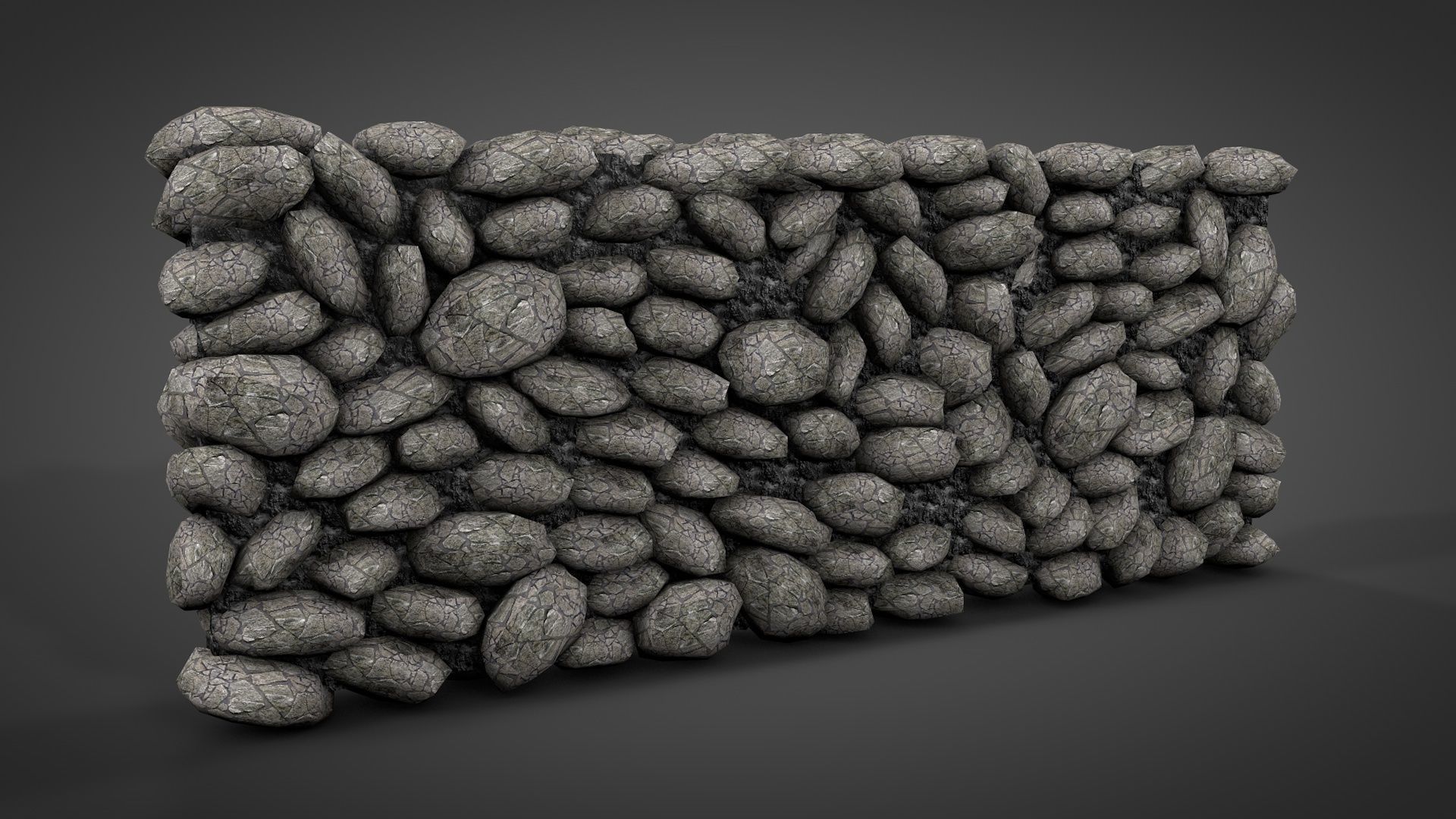 Stone Walls Low-poly 3D model_2