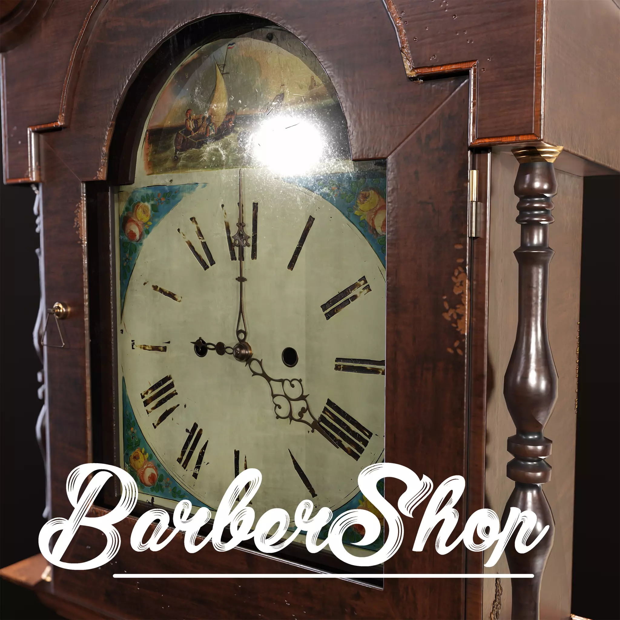 Antique forniture 1800s Tall Case Clock Real Time Low-poly 3D model