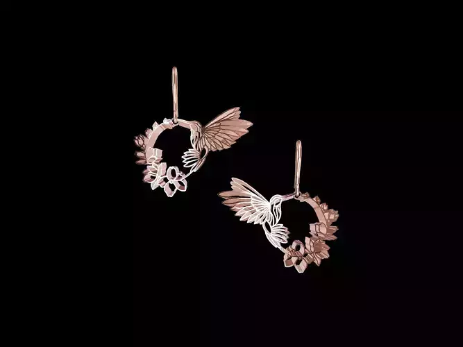 designer hummingbird set earrings  3D print model
